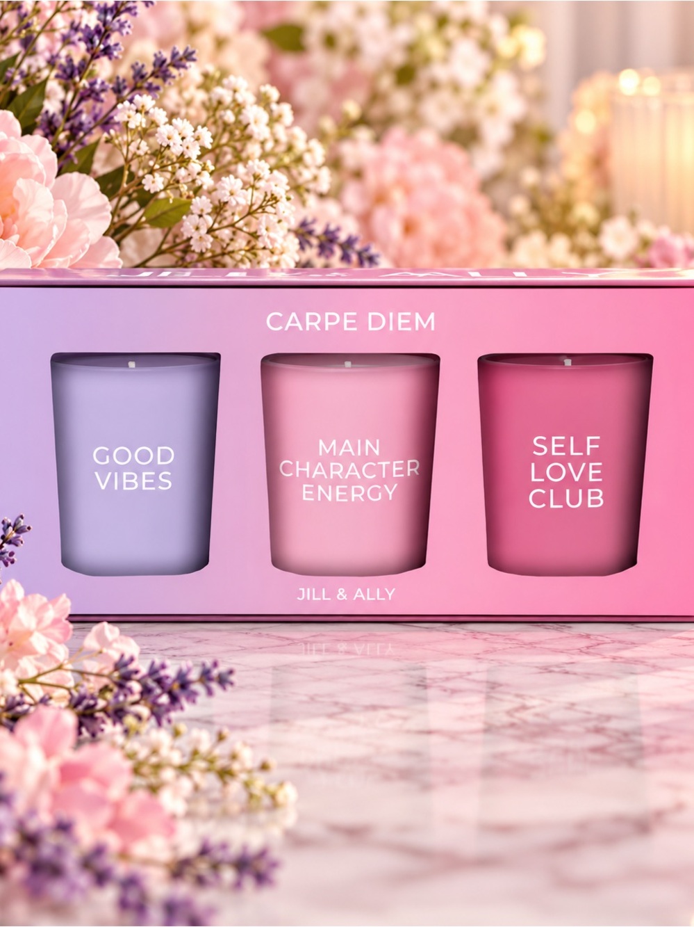 Jill & Ally Crystal Votive Trio Carpe Diem Manifestation Candle Set NWT